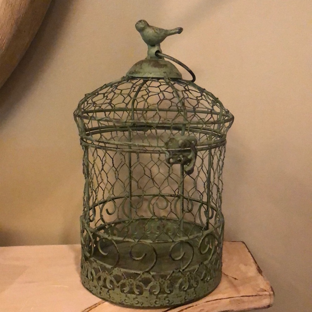 Green Rustic Bird Cage